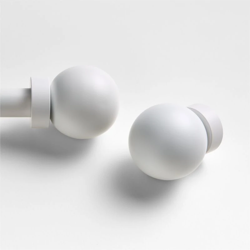 White Round Curtain End Cap Finials
