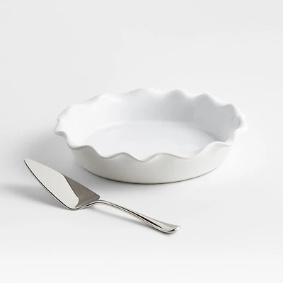 White Ruffle Pie Dish Server Set