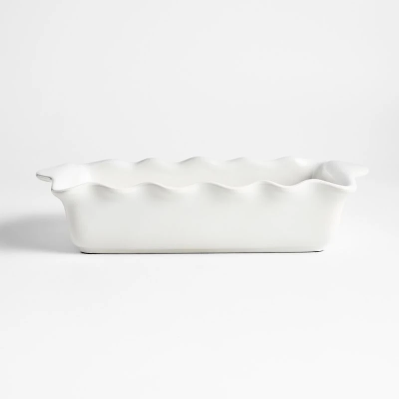 White Ruffle Rectangular Baking Dish