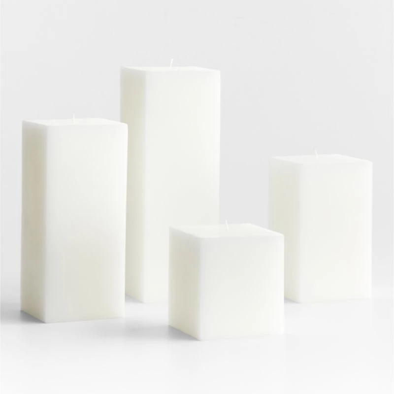 White Square Pillar Candle 6"