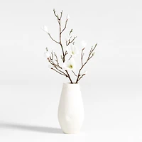 Faux Magnolia Branch Arrangement in White Textured Ceramic Vase 17"