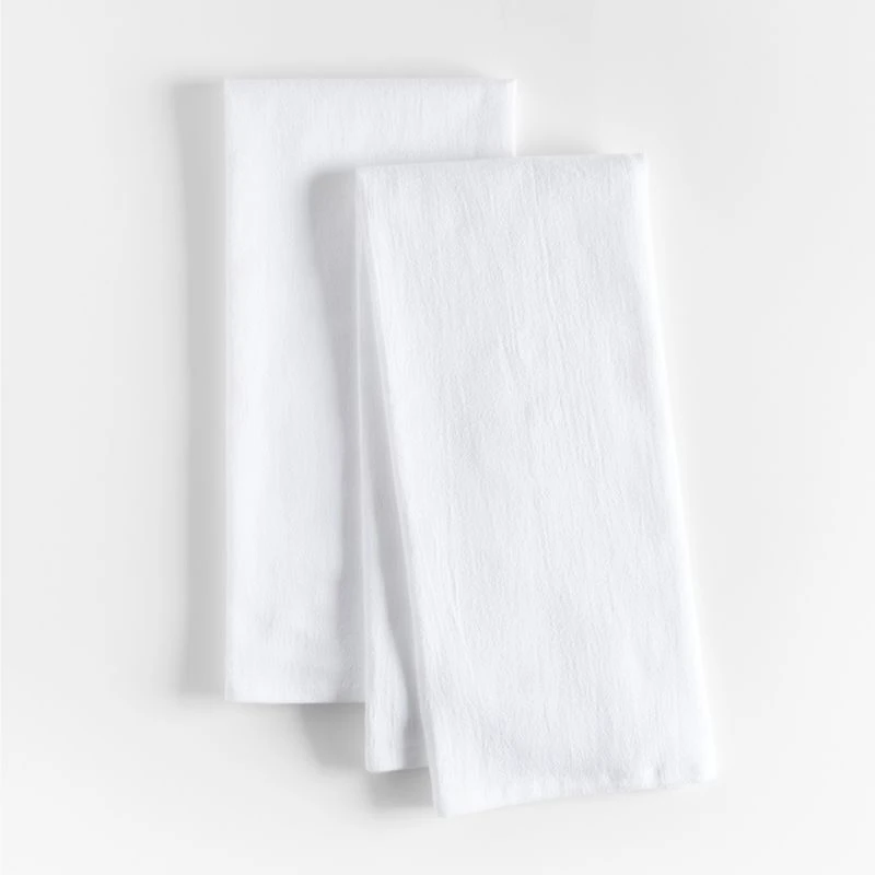 White Organic Cotton Flour Sack Kitchen Towels, Set of 2