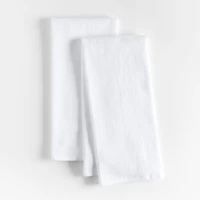 White Organic Cotton Flour Sack Kitchen Towels, Set of 2