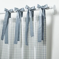 63" Blue Organic Cotton Windowpane Plaid Curtain Panel