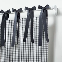 63" Grey Organic Cotton Windowpane Plaid Curtain Panel