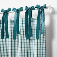 63" Teal Organic Cotton Windowpane Plaid Curtain Panel