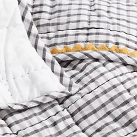 Grey Windowpane Plaid Organic Cotton Baby Crib Quilt