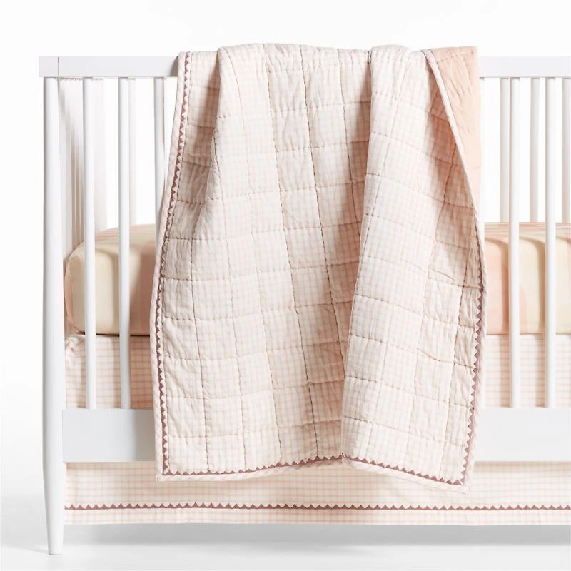 Windowpane Plaid Organic Cotton Baby Crib Skirt