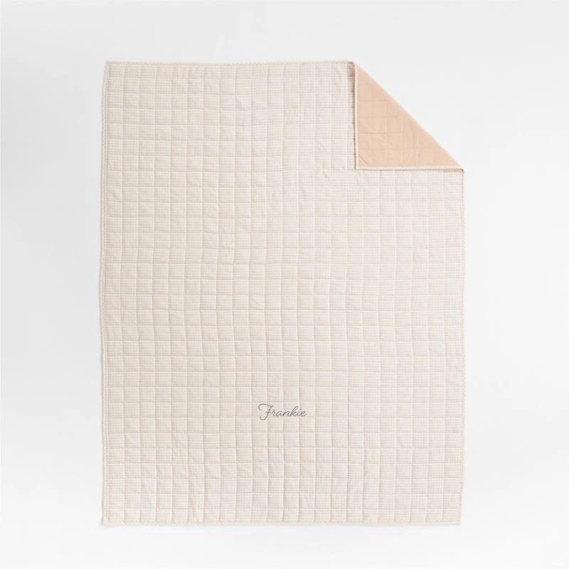 Pink Windowpane Plaid Kids Twin Quilt