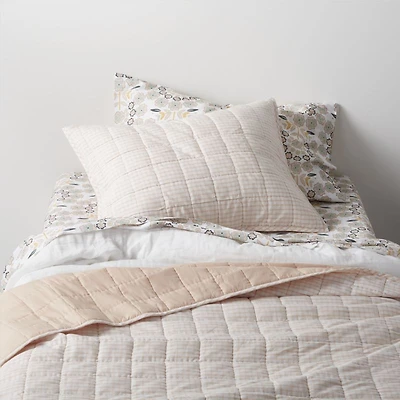 Pink Windowpane Plaid Kids Twin Quilt