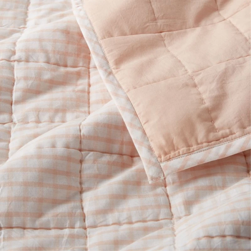 Pink Windowpane Plaid Kids Twin Quilt