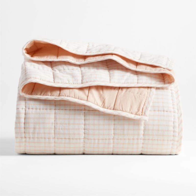 Pink Windowpane Plaid Kids Twin Quilt