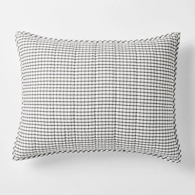 Kids Grey Windowpane Plaid Cotton Pillow Sham