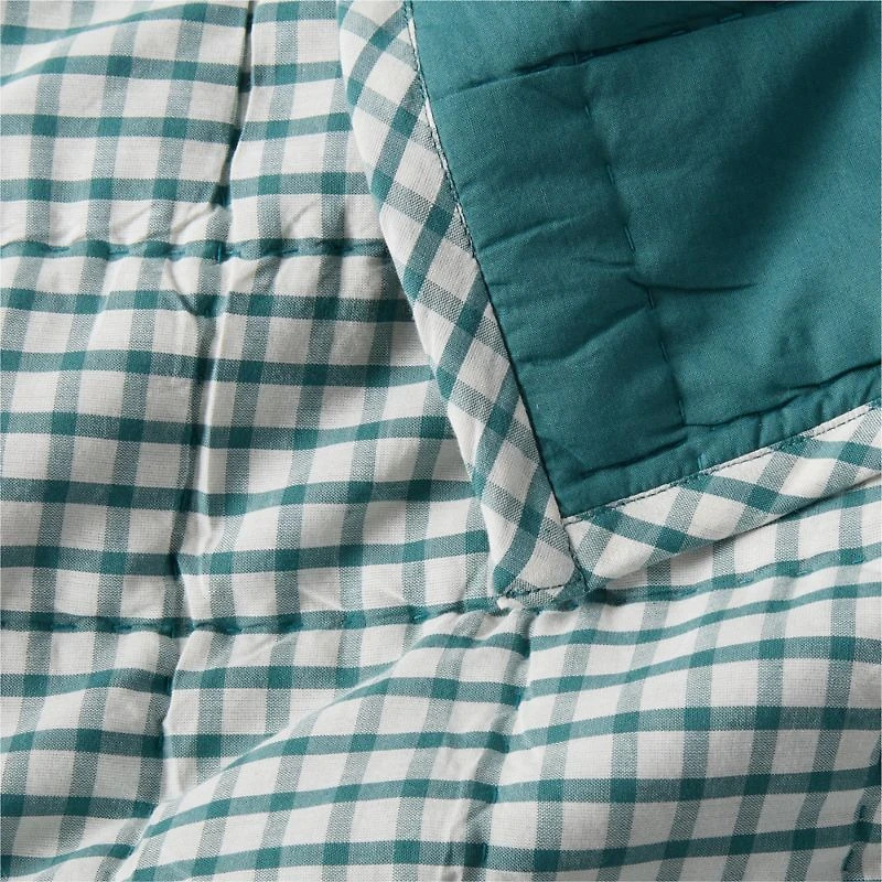 Kids Teal Windowpane Plaid Twin Quilt