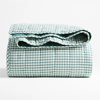 Kids Teal Windowpane Plaid Twin Quilt