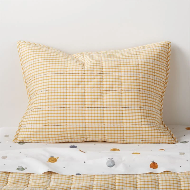 Yellow Windowpane Plaid Kids Pillow Sham