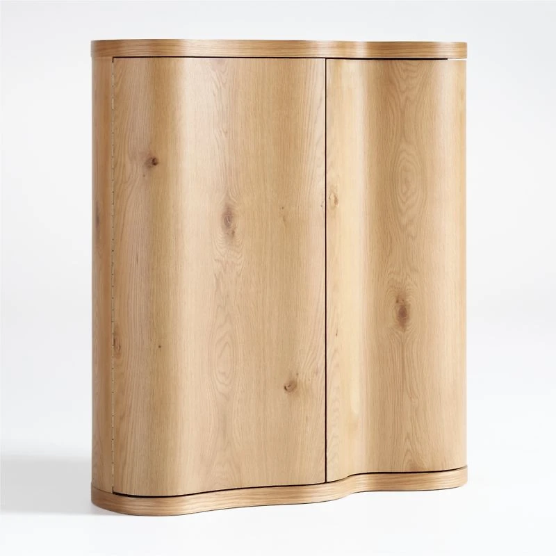 Winslow Natural Oak Wood Bar Cabinet by Jake Arnold