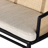 Winston Cane & Oak Wood Upholstered Bench with Back