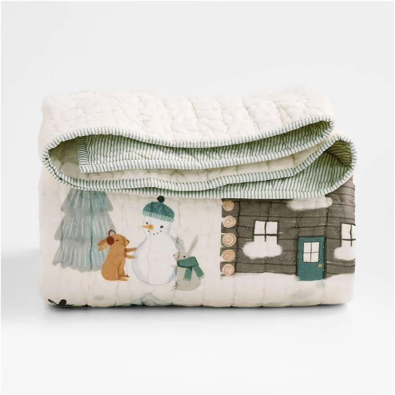 Winter Village Kantha Christmas Kids Full/Queen Quilt