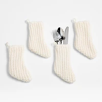 Winter White Knit Flatware Stockings, Set of 4