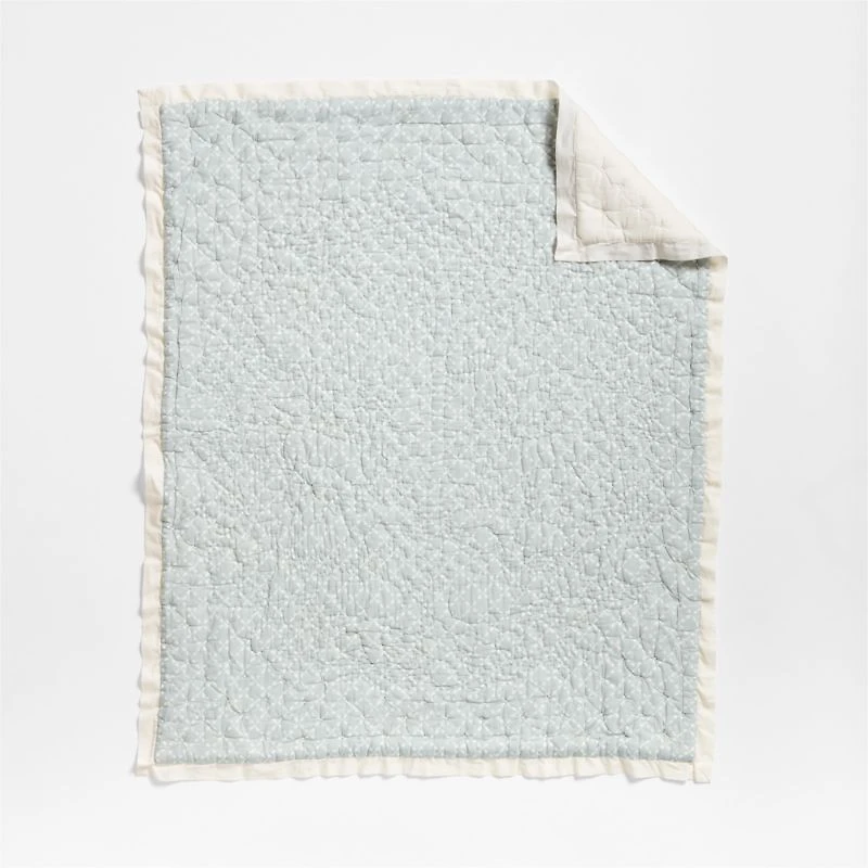 Wonderland Prairie Embroidered Organic Cotton Voile Baby Crib Quilt