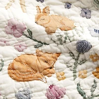 Wonderland Prairie Embroidered Organic Cotton Voile Baby Crib Quilt