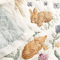 Wonderland Prairie Embroidered Organic Cotton Voile Baby Crib Quilt