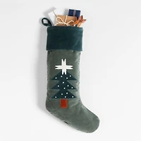Wonderland Velvet Green Tree Kids Christmas Stocking