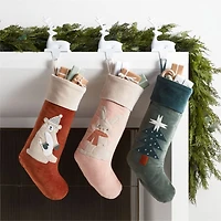Wonderland Velvet Green Tree Kids Christmas Stocking