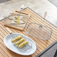 Mesh Grill Basket with Wood Handle