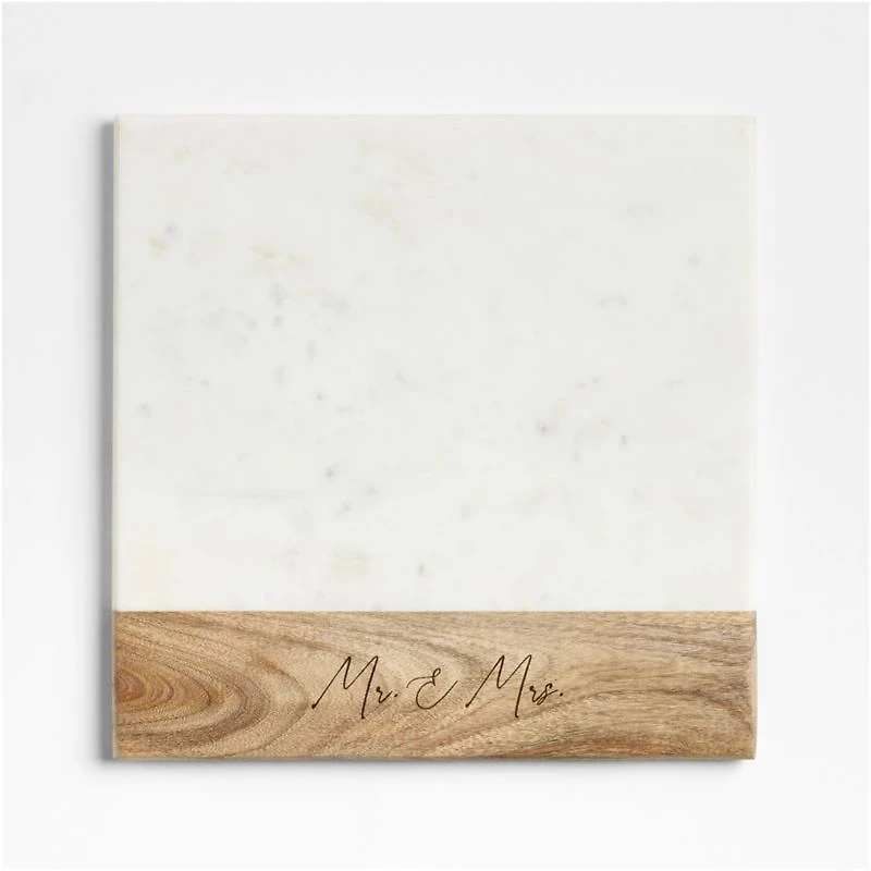 Wood Marble Square Platter
