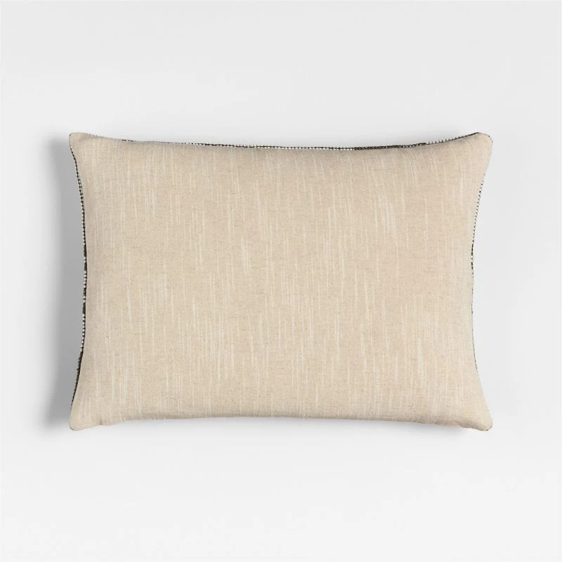 Wool/Linen Plaid 22"x15" Burnt Green Throw Pillow with Feather Insert