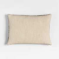 Wool/Linen Plaid 22"x15" Burnt Green Throw Pillow with Feather Insert