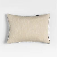 Wool/Linen Plaid 22"x15" Deep Indigo Throw Pillow with Feather Insert