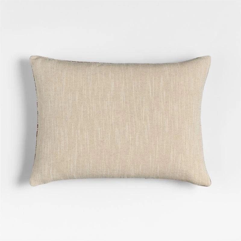 Wool/Linen Plaid 22"x15" Maple Brown Throw Pillow with Feather Insert