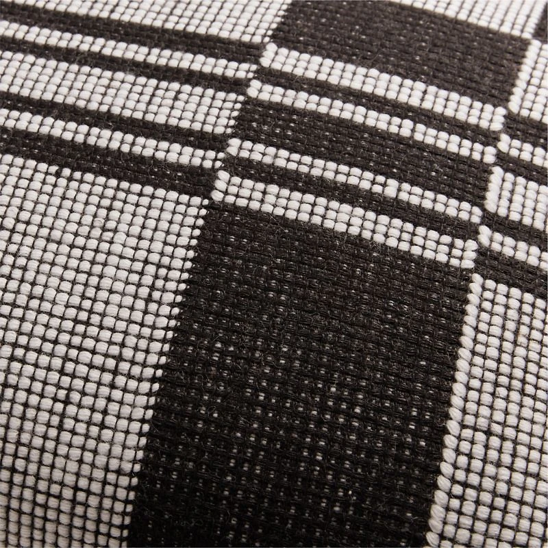 Wool/Linen Plaid 22"x15" Midnight Navy Throw Pillow with Feather Insert