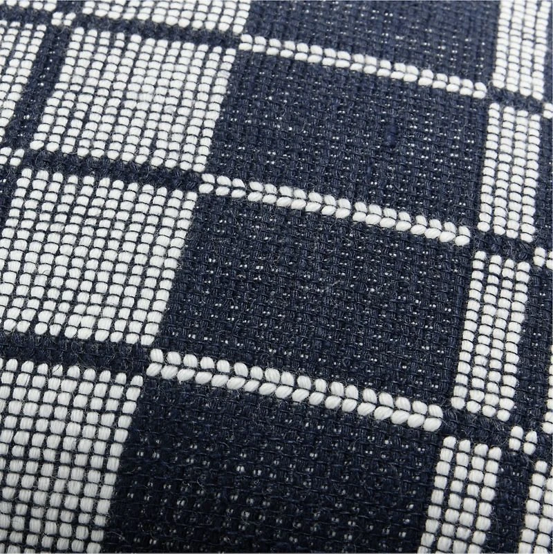 Wool/Linen Plaid 23"x23" Deep Indigo Throw Pillow with Feather Insert