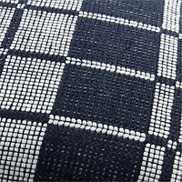 Wool/Linen Plaid 23"x23" Deep Indigo Throw Pillow with Feather Insert