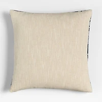 Wool/Linen Plaid 23"x23" Deep Indigo Throw Pillow with Feather Insert