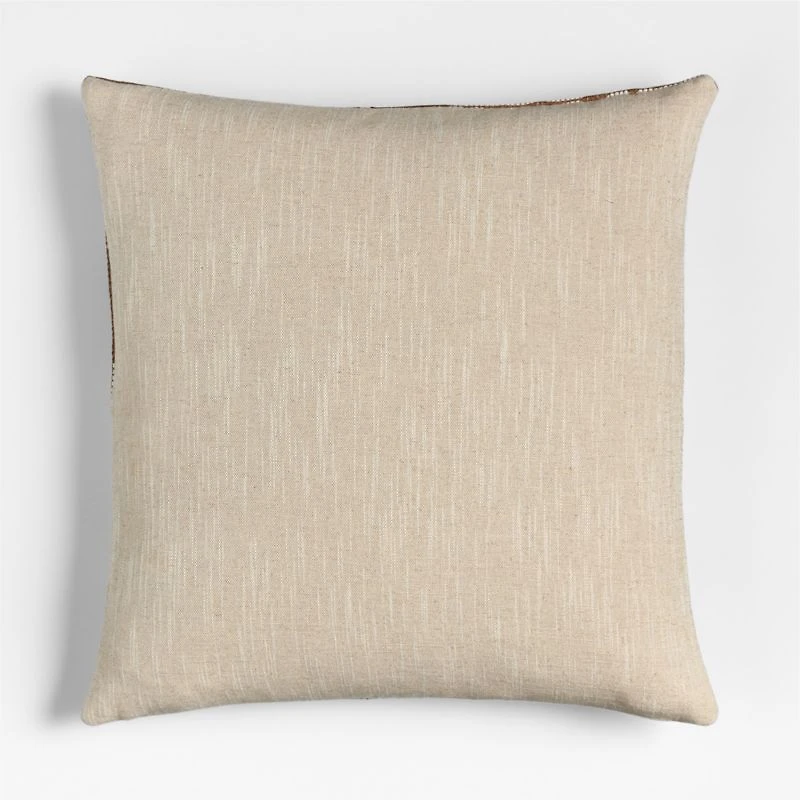 Wool/Linen Plaid 23"x23" Maple Brown Throw Pillow with Feather Insert