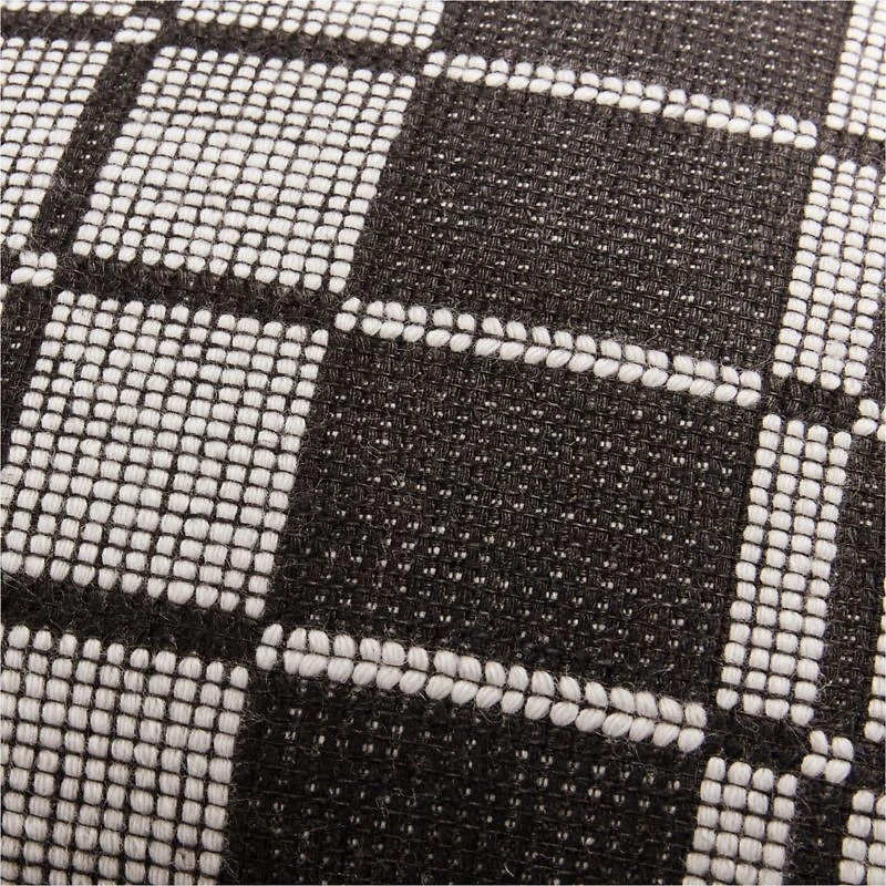 Wool/Linen Plaid 23"x23" Midnight Navy Throw Pillow with Feather Insert
