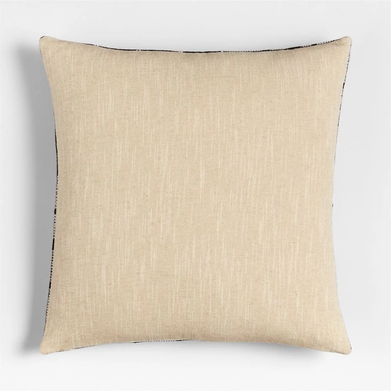 Wool/Linen Plaid 23"x23" Midnight Navy Throw Pillow with Feather Insert