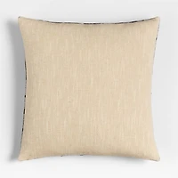 Wool/Linen Plaid 23"x23" Midnight Navy Throw Pillow with Feather Insert