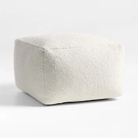 Woven Solid Arctic Ivory Performance 22"x22" Pouf Ottoman