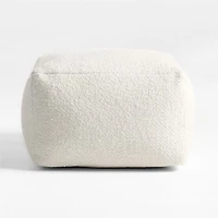 Woven Solid Arctic Ivory Performance 22"x22" Pouf Ottoman