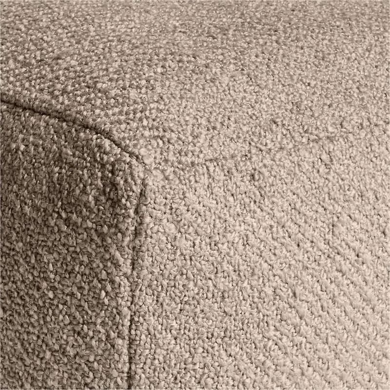 Woven Solid Sand Beige Performance 22"x22" Pouf Ottoman