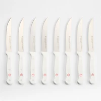 Wusthof ® Gourmet White Steak Knives with Tray, Set of 9