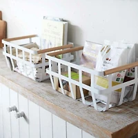 Yamazaki Tosca White Dual-Handle Storage Basket