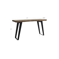 Yukon 57" Rectangular Warm Acacia Live Edge Solid Wood and Metal Console Table
