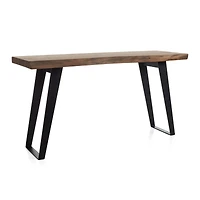 Yukon 57" Rectangular Warm Acacia Live Edge Solid Wood and Metal Console Table